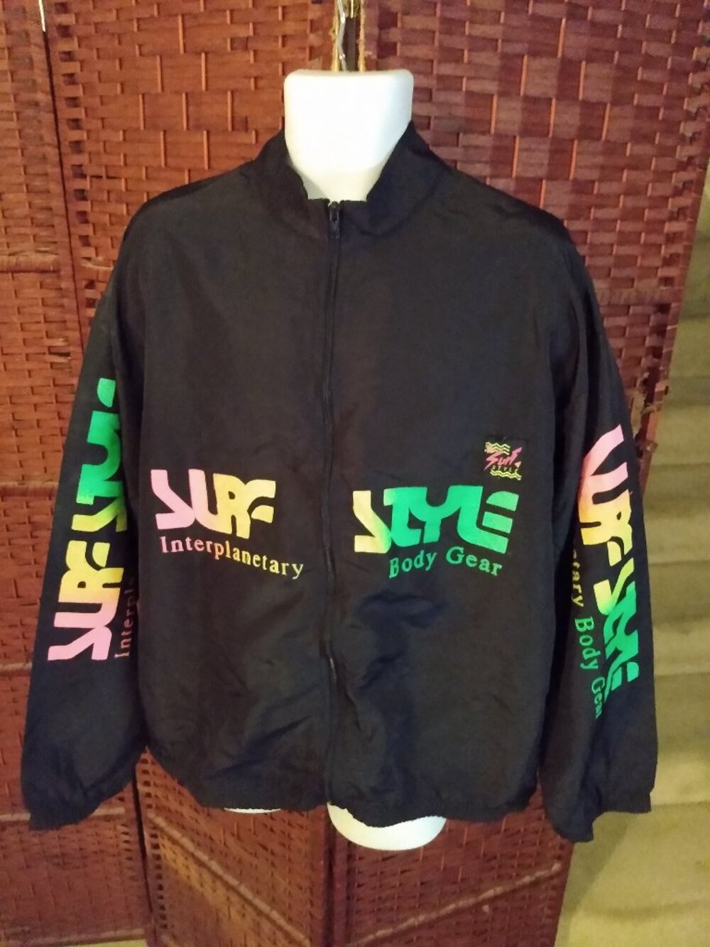 Vintage 90s Surf Style Windbreaker Jacket Adult One Size Full Zip Retro